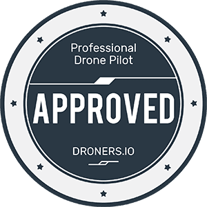 Droners.io approved pilot badge